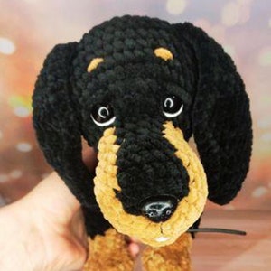 Amigurumi puppy pattern, Crochet dachshund pattern, Stuffed sausage dog toy crochet, Amigurumi english pattern pdf