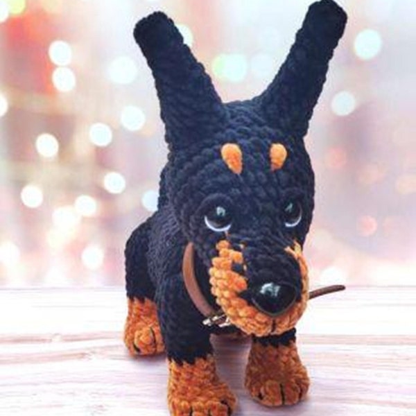 Doberman crochet pattern, Amigurumi puppy pattern, Crochet dog pattern, English pattern amigurumi pdf, Stuffed dog crochet pattern