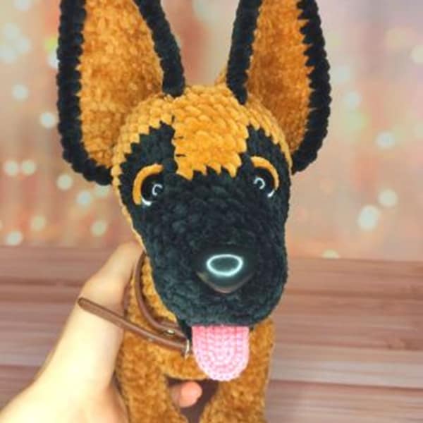 Amigurumi German Shepherd Crochet Pattern, Stuffed Puppy (PDF Pattern)