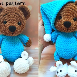 Bear in pajamas crochet pattern/ Amigurumi tutorial stuffed teddy bear/ Crochet pattern sleepy bear/  English pattern amigurumi pdf