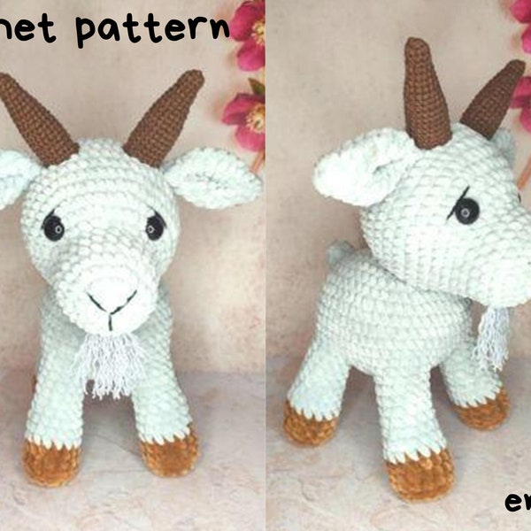 Crochet pattern goat, Amigurumi stuffed goat pattern, Farm animals crochet patterm, English pattern amigurumi pdf