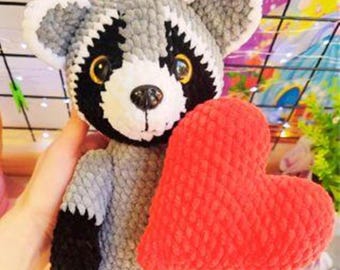 Amigurumi Raccoon Crochet Pattern, Plush Woodland Animal (PDF)