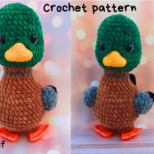 Mallard Duck Crochet Pattern/ Amigurumi Tutorial Stuffed Bird/ Crochet ...