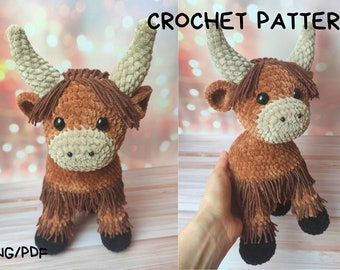 Crochet pattern Highland cow/ Amigurumi tutorial stuffed bull/ Brownie - cowy crochet pattern/ English pattern amigurumi pdf