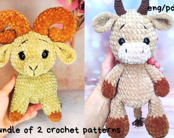 Amigurumi Ram and Bull Crochet Pattern Bundle (PDF)