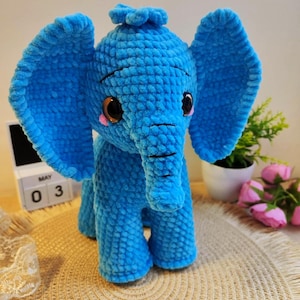 Virkad gosedjurselefantmönster, Amigurumi plyschleksak (PDF-mönster)