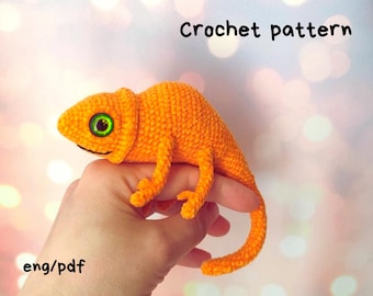 Crochet Chameleon Pattern - Lizard Amigurumi PDF Tutorial