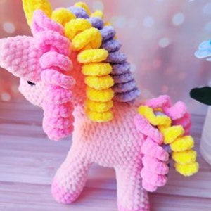 Crochet pattern plushie unicorn/ Amigurumi tutorial fantasy animals/ Baby stuffed unicorn crochet pattern/ English pattern pdf image 7