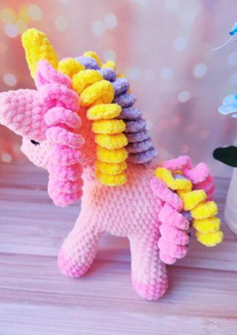 Crochet pattern plushie unicorn/ Amigurumi tutorial fantasy animals/ Baby stuffed unicorn crochet pattern/ English pattern pdf image 7