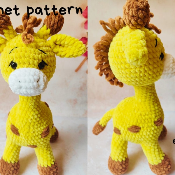 Crochet pattern plush giraffe/ Amigurumi tutorial safari animals/ Big stuffed giraffe crochet pattern/ English pattern amigurumi pdf