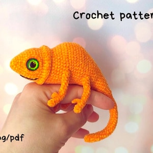 Chameleon crochet pattern/ Amigurumi tutorial stuffed lizard/ English pattern amigurumi pdf/ Crochet animals toy