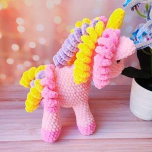 Crochet pattern plushie unicorn/ Amigurumi tutorial fantasy animals/ Baby stuffed unicorn crochet pattern/ English pattern pdf image 6