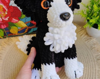 Crochet Border Collie Plushie - Dog Lover Gift - Puppy Figurine