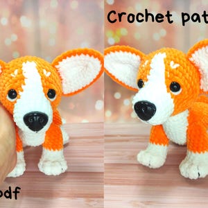 Corgi dog crochet pattern/ Amigurumi tutorial stuffed puppy/ Plush dog crochet pattern/ English pattern amigurumi pdf