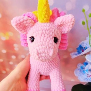 Crochet pattern plushie unicorn/ Amigurumi tutorial fantasy animals/ Baby stuffed unicorn crochet pattern/ English pattern pdf image 8