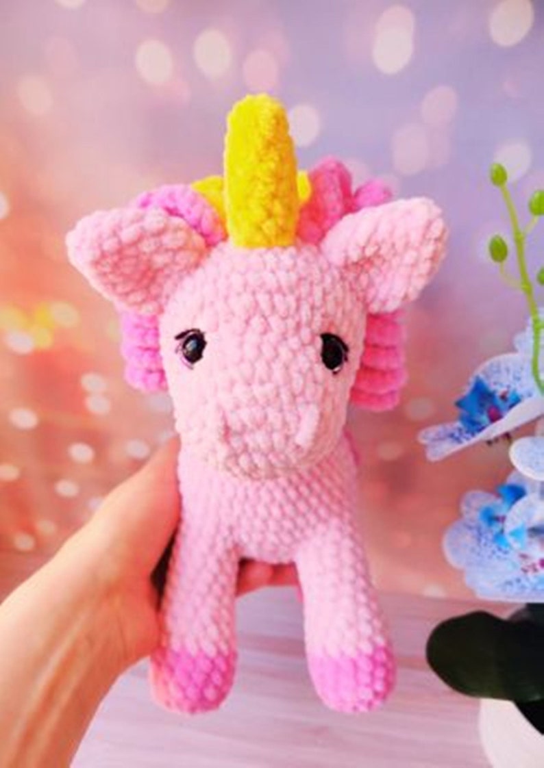 Crochet pattern plushie unicorn/ Amigurumi tutorial fantasy animals/ Baby stuffed unicorn crochet pattern/ English pattern pdf image 8