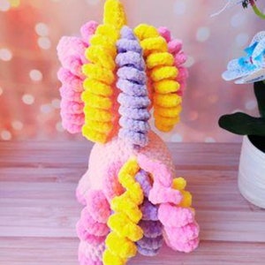 Crochet pattern plushie unicorn/ Amigurumi tutorial fantasy animals/ Baby stuffed unicorn crochet pattern/ English pattern pdf image 9