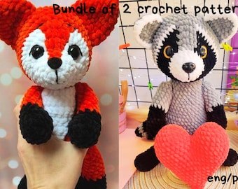 Crochet Pattern Bundle: Fox and Raccoon Amigurumi (PDF)