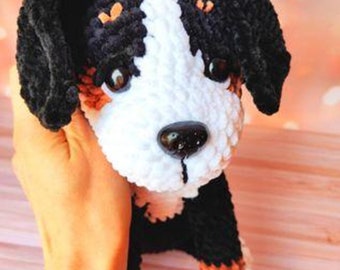 Crochet Bernese Mountain Dog Pattern, Amigurumi Puppy (PDF)