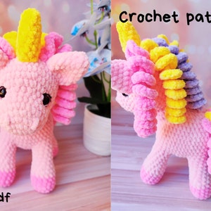 Crochet pattern plushie unicorn/ Amigurumi tutorial fantasy animals/ Baby stuffed unicorn crochet pattern/ English pattern pdf image 5