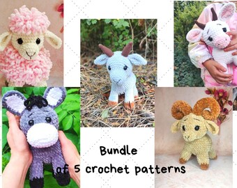 Farm Animals Amigurumi Crochet Pattern Bundle (PDF)