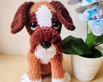 Patrón de crochet para perro bóxer, tutorial para amigurumi (PDF)