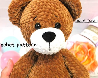 Amigurumi teddy bear crochet pattern, Crochet plushie bear pattern, Instant download english crochet plushie pattern pdf