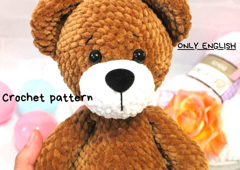 Amigurumi teddy bear crochet pattern, Crochet plushie bear pattern, Instant download english crochet plushie pattern pdf image 1