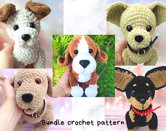 Amigurumi Häkelanleitungen-Paket Hunde: Welpen Designs (PDF-Muster)