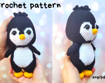 Crochet pattern penguin/ Amigurumi stuffed bird tutorial/ English pattern amigurumi pdf