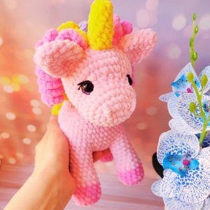 Crochet pattern plushie unicorn/ Amigurumi tutorial fantasy animals/ Baby stuffed unicorn crochet pattern/ English pattern pdf image 1