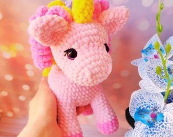 Crochet pattern plushie unicorn/ Amigurumi tutorial fantasy animals/ Baby stuffed unicorn crochet pattern/ English pattern pdf