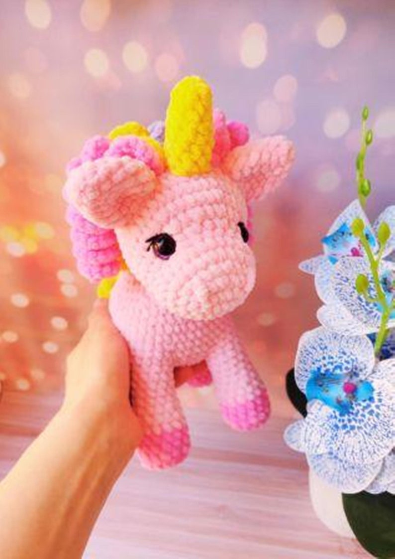 Crochet pattern plushie unicorn/ Amigurumi tutorial fantasy animals/ Baby stuffed unicorn crochet pattern/ English pattern pdf image 1