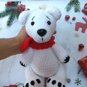 Polar bear crochet pattern/ Amigurumi tutorial big stuffed teddy bear/ Engkish pattern amigurumi pdf