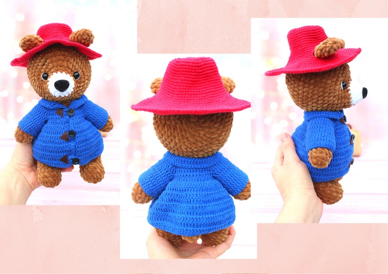 Crochet pattern bear Paddington, Amigurumi bear traveler pattern, Teddy bear crochet pattern, English pattern amigurumi pdf image 4