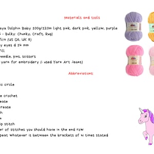 Crochet pattern plushie unicorn/ Amigurumi tutorial fantasy animals/ Baby stuffed unicorn crochet pattern/ English pattern pdf image 3