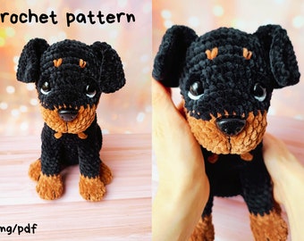 Crochet pattern dog/ Amigurumi rottweiler puppy tutorial/ Stuffed dog crochet pattern/ English pattern amigurumi pdf