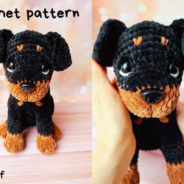 Patrón crochet perro/ Amigurumi tutorial cachorro rottweiler/ Patrón crochet perro peluche/ Patrón inglés amigurumi pdf