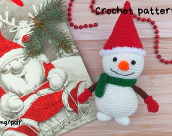 Snowman crochet pattern/ Christmas amigurumi tutorial/ English pattern amigurumi pdf/ Christmas decor crochet