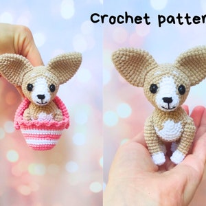 Chihuahua in bag crochet pattern, Amigurumi puppy pattern, Crochet dog pattern pdf, English pattern amigurumi pdf
