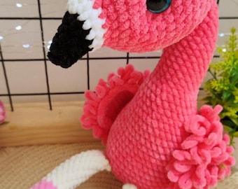 Crochet Pink Flamingo Plush -  Bird Lover Gift - Collectible figurine