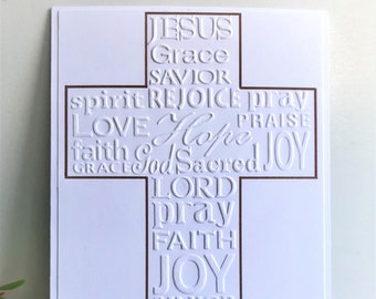 Embossed Cross Card - Religious Event - Baptism - First Communion - Confirmation - Encouragement