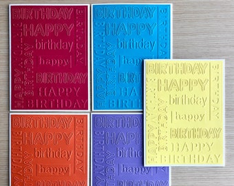 Embossed Happy Birthday Card Set, Handmade, Assorted Colors