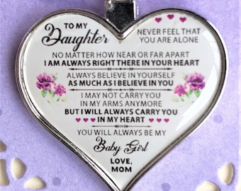 Personalized Heart Pendant, Mom to Daughter Birthday Card