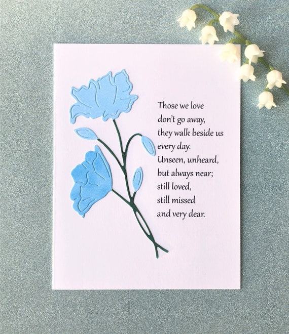 Handmade Sympathy Card - Blue Die Cut Flowers