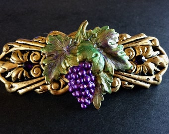 Grape French barrette with Swarovski Crystals. Perfect for wine lovers