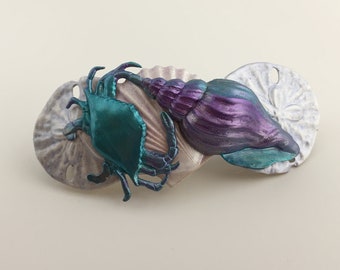 Beach theme shell French barrette, lightweight