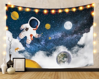 Tapiz de pared de astronauta, tapiz espacial, tapiz de pared espacial para habitación, tapices para colgar en la pared, decoración de dormitorio, tapiz artístico de pared para ropa de cama