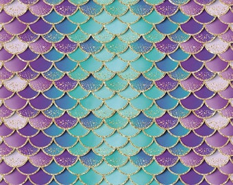 Cartoon Mermaid Fish Scales Photography Backdrops Girl Baby Shower Birthday Party Background Table Banner Printed Backdrop Photo Booth Props