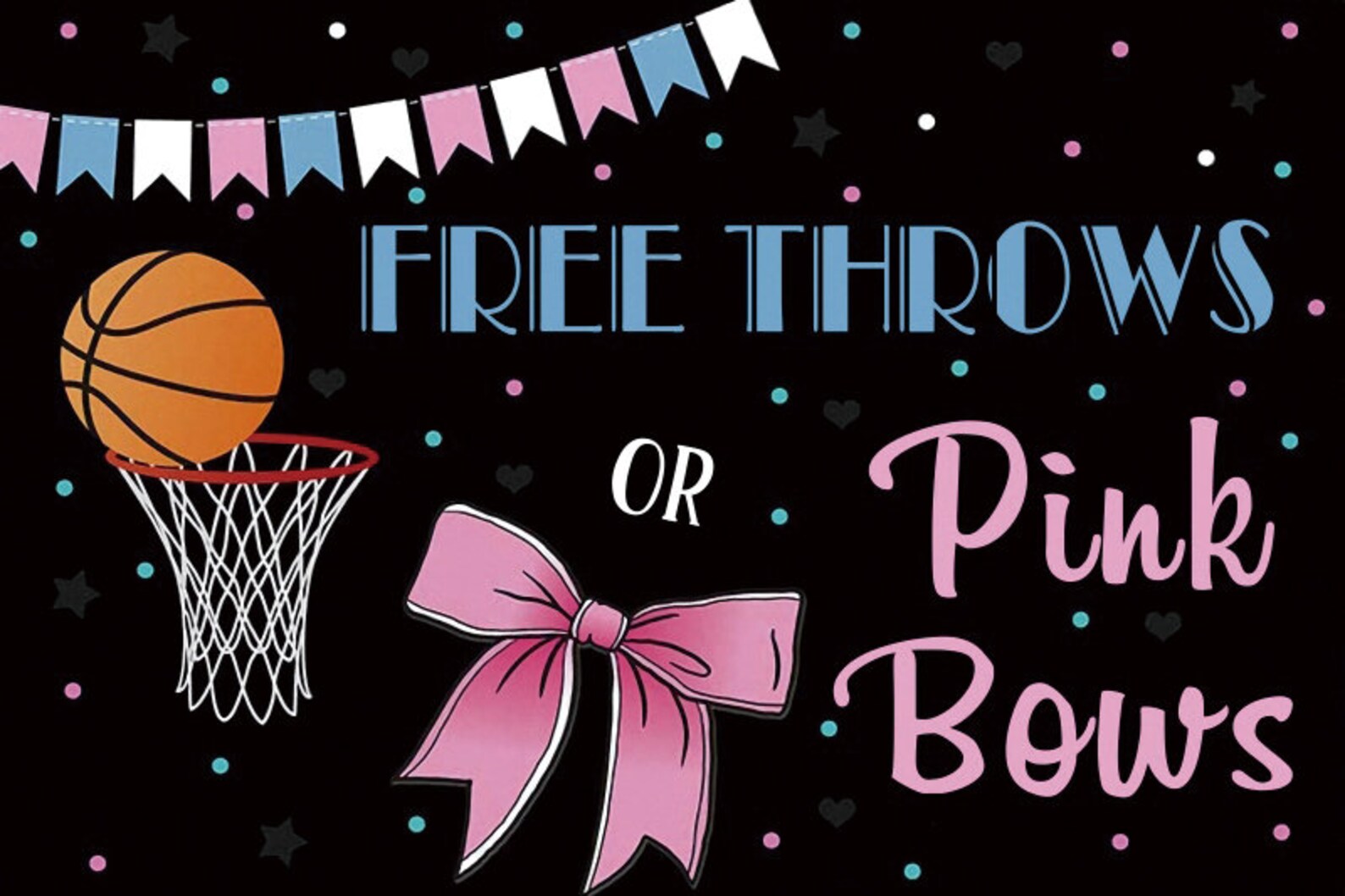 Free Throws or Pink Bows Gender Reveal Photography Etsy